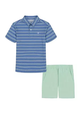 Boys 4-7 Multi Stripe Polo Shirt and Shorts Set