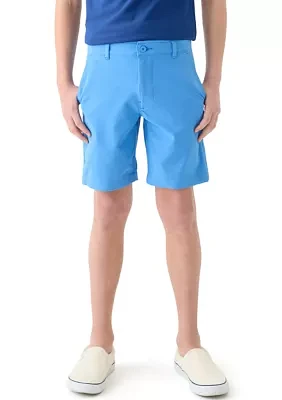 Boys 8-20 Husky Flat Front Solid Stretch Performance Shorts