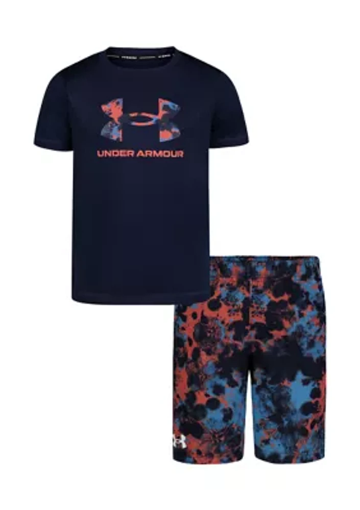 Boys 4-7 Half Tone Graphic T-Shirt and Printed Shorts