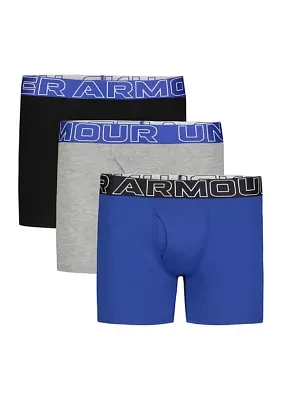 Boys Solid Cotton Boxer Briefs - 3 Pack
