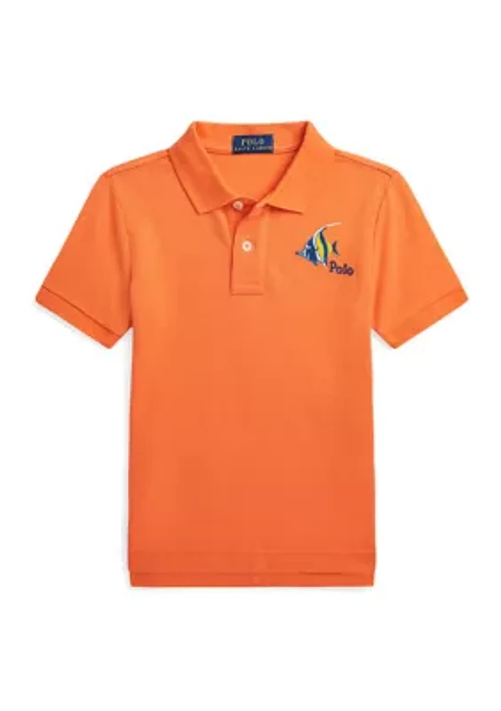 Boys 2-7 Embroidered Cotton Mesh Polo Shirt