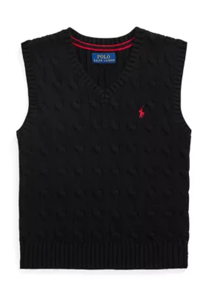 Boys 2-7 Cable-Knit Cotton Sweater Vest