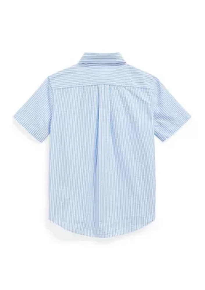 Boys 4-7 Striped Seersucker Short-Sleeve Shirt