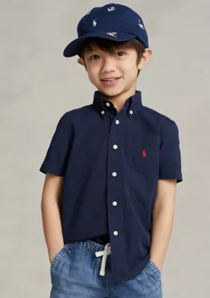 Boys 2-7 Cotton Seersucker Short Sleeve Shirt