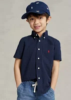 Boys 2-7 Cotton Seersucker Short Sleeve Shirt