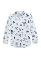 Boys 2-7 Striped Cotton Oxford Graphic Shirt