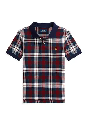Boys 2-7 Plaid Cotton Mesh Polo Shirt