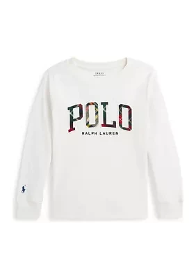 Boys 2-7 Plaid Logo Cotton Jersey Long Sleeve T-Shirt