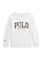 Boys 2-7 Plaid Logo Cotton Jersey Long Sleeve T-Shirt