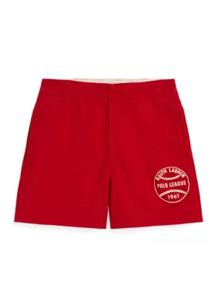 Boys - Baseball Printed Cotton Twill Shorts