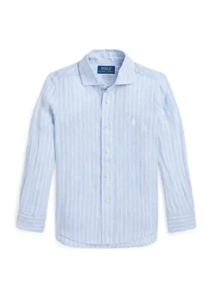 Boys 2-7 Striped Linen Shirt
