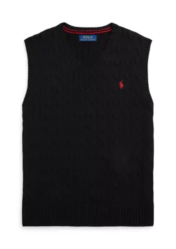 Boys 8-20 Cable Knit Cotton Sweater Vest
