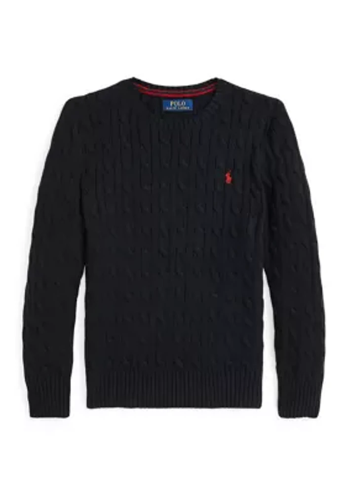 Boys 8-20 Cable Knit Cotton Sweater