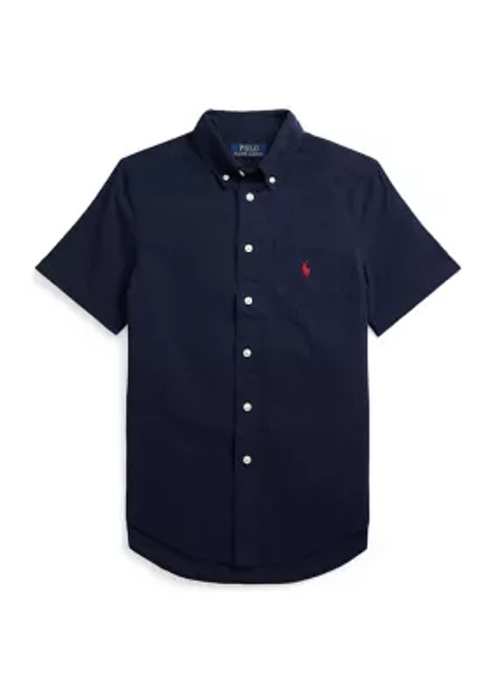 Boys 8-20 Cotton Seersucker Short Sleeve Shirt