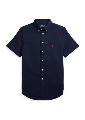 Boys 8-20 Cotton Seersucker Short Sleeve Shirt