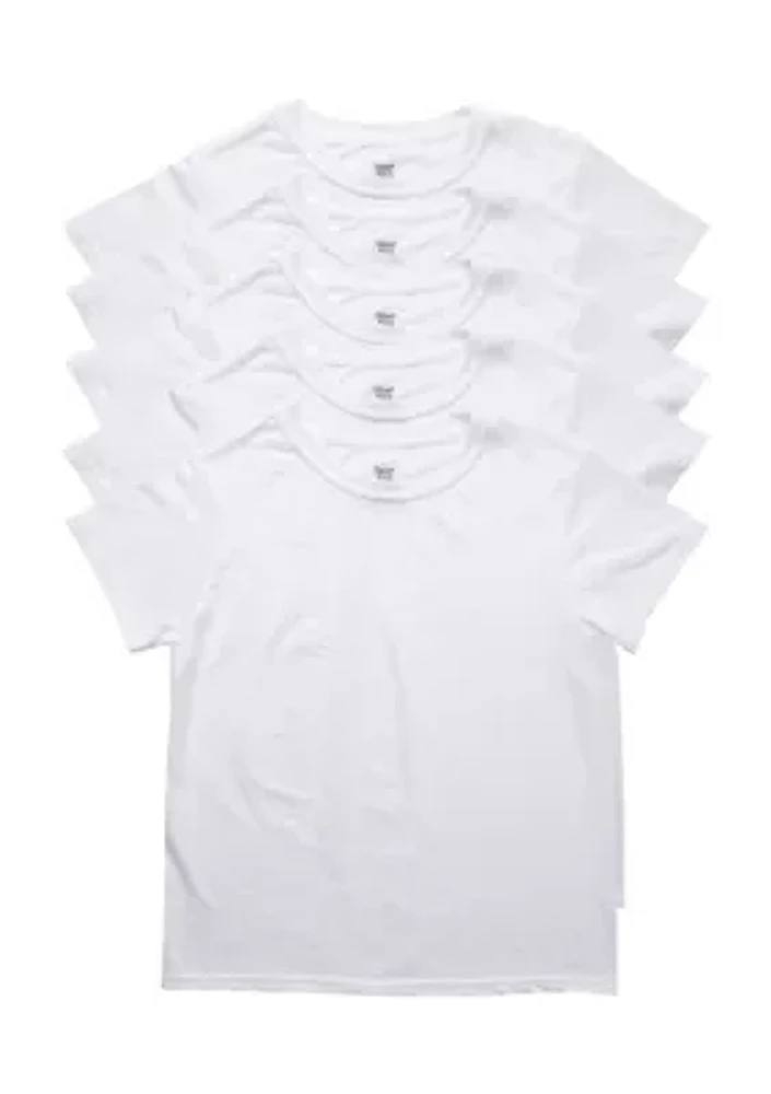 Boys Set of 5 White Crew Neck Undershirts