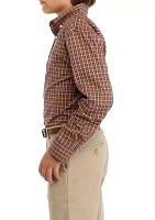 Boys 8-20 Woven Poplin Gingham Printed Shirt