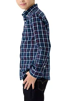 Boys 8-20 Long Sleeve Woven Brushed Twill Box Plaid Shirt