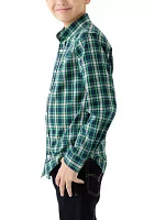 Boys 8-20 Long Sleeve Poplin Plaid Shirt