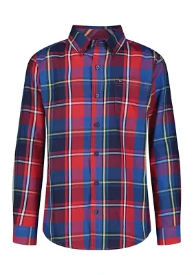Boys 8-20 Saturated Plaid Printed Shirt