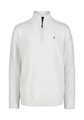 Boys 8-20 1/4 Zip Solid Sweater Knit Pullover