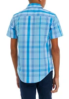 Boys 8-20 Woven Plaid Printed Button Down Shirt