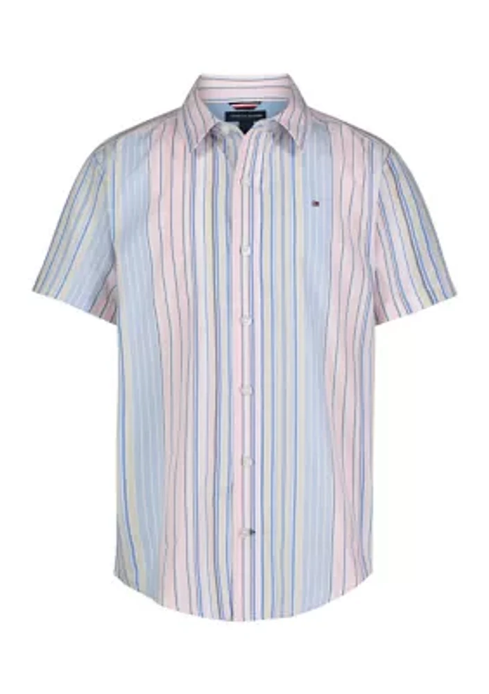 Boys 8-20 Variegated Stripe Button Down Shirt