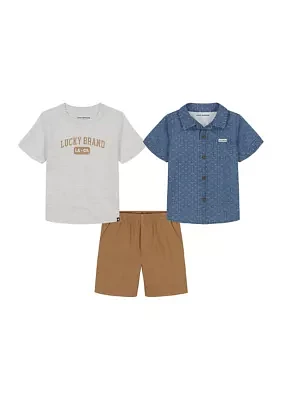 Boys 4-7 Woven Shirt and Shorts Set