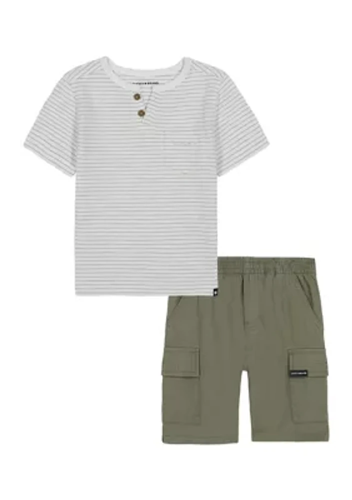 Boys 4-7 Henley Shirt and Twill Cargo Shorts