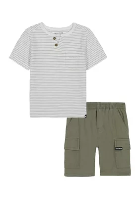 Boys 4-7 Henley Shirt and Twill Cargo Shorts