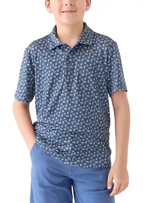 Boys 8-20 Short Sleeve Refreshments Printed Polo Shirt