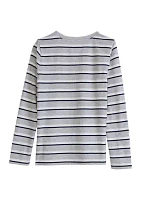 Boys 4-7 Heather Stripe Crew Neck T-Shirt