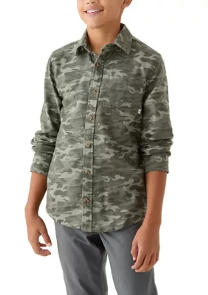 Boys 8-20 Printed Long Sleeve Flannel Shirt