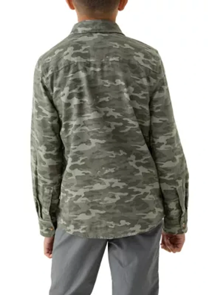 Boys 8-20 Printed Long Sleeve Flannel Shirt