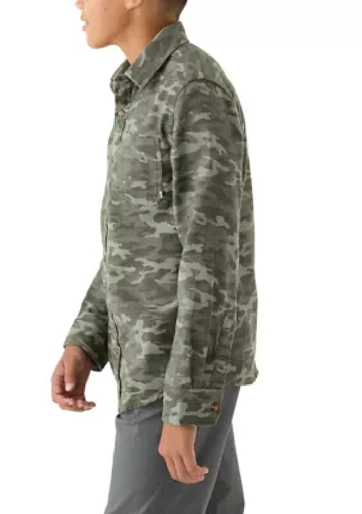 Boys 8-20 Printed Long Sleeve Flannel Shirt