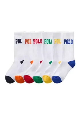 Boys Polo Logo Crew Socks - 6 Pack