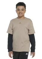 Boys 8-20 Layered Stack Logo T-Shirt - Extended Sizing