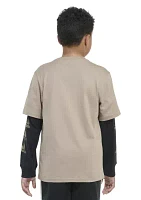 Boys 8-20 Layered Stack Logo T-Shirt - Extended Sizing