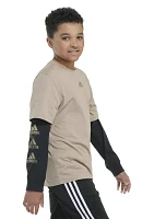 Boys 8-20 Layered Stack Logo T-Shirt - Extended Sizing