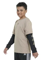 Boys 8-20 Layered Stack Logo T-Shirt - Extended Sizing