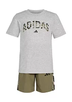 Boys 4-7 Short Sleeve Heather T-Shirt and Camo Shorts Set