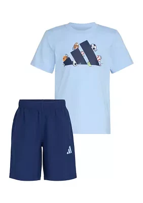 Boys 4-7 Short Sleeve T-Shirt and Woven Shorts Set