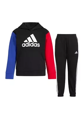 Boys 4-7 2-Piece Color Blocked Fleece Hooded Pullover Set