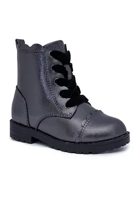 Toddler Girls Lil Scallop Shimmer Combat Boots