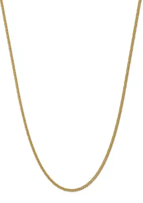 Mens 14K Yellow Gold 2.60mm Semi Solid 3-Wire Wheat Chain Necklace