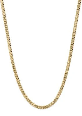 Men's 14K Yellow Gold Millimeter Beveled Curb Chain Necklace