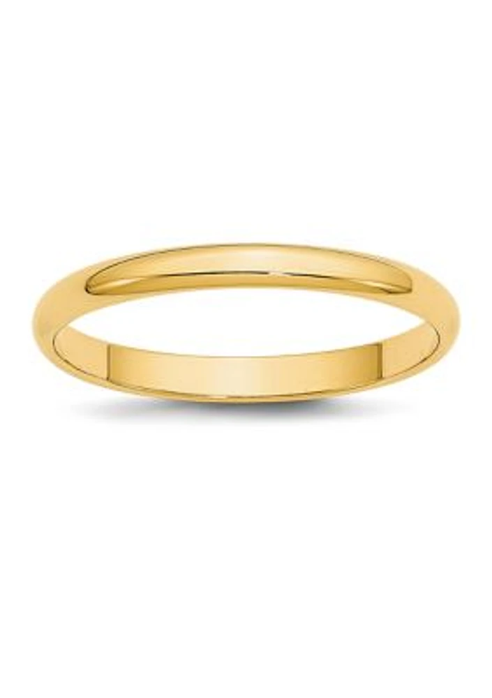 Men's 14K Yellow Gold Millimeter Lightweight Half Round Band