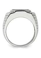 Men's Sterling Silver Cubic Zirconia and Onyx Ring
