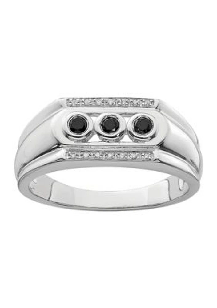 Men's 1/4 ct. t.w. White and Black Diamond Ring Rhodium Plated Sterling Silver