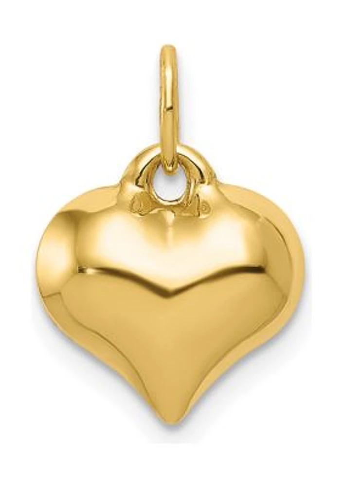 14K Yellow Gold Polished 3-D Puffed Heart Pendant